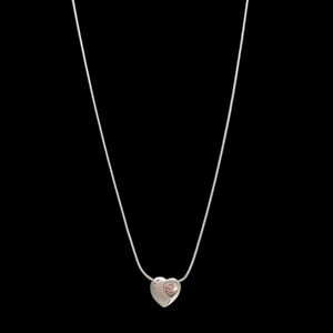 Platinum over 926 Silver Ying Yang Heart Necklace with Crystals - 18 in.